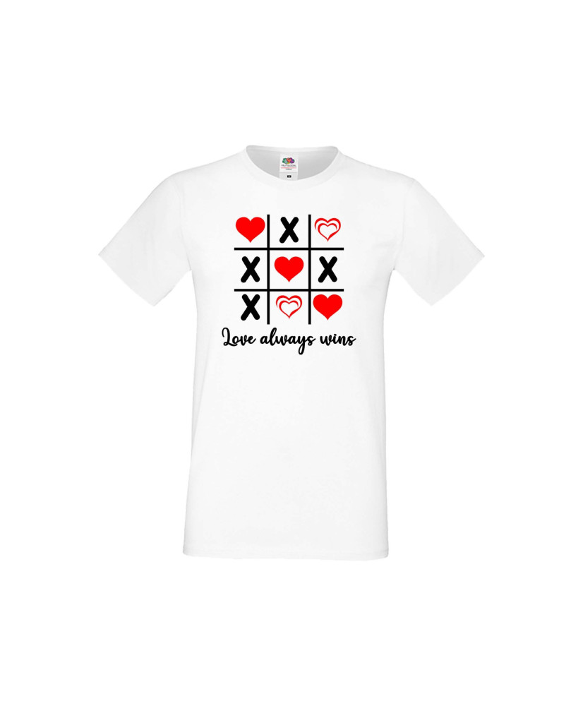 Мъжка тениска Свети Валентин Tic Tac Toe Love Always Wins