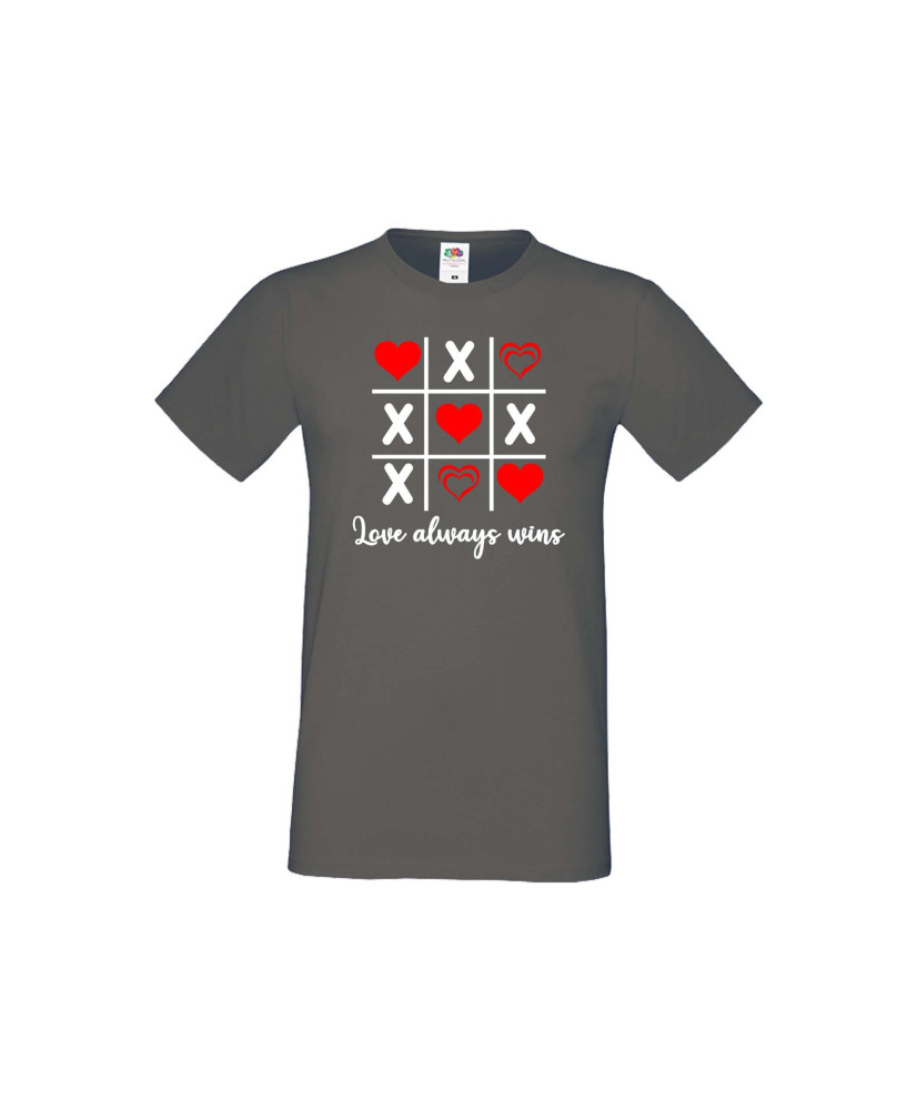 Мъжка тениска Свети Валентин Tic Tac Toe Love Always Wins