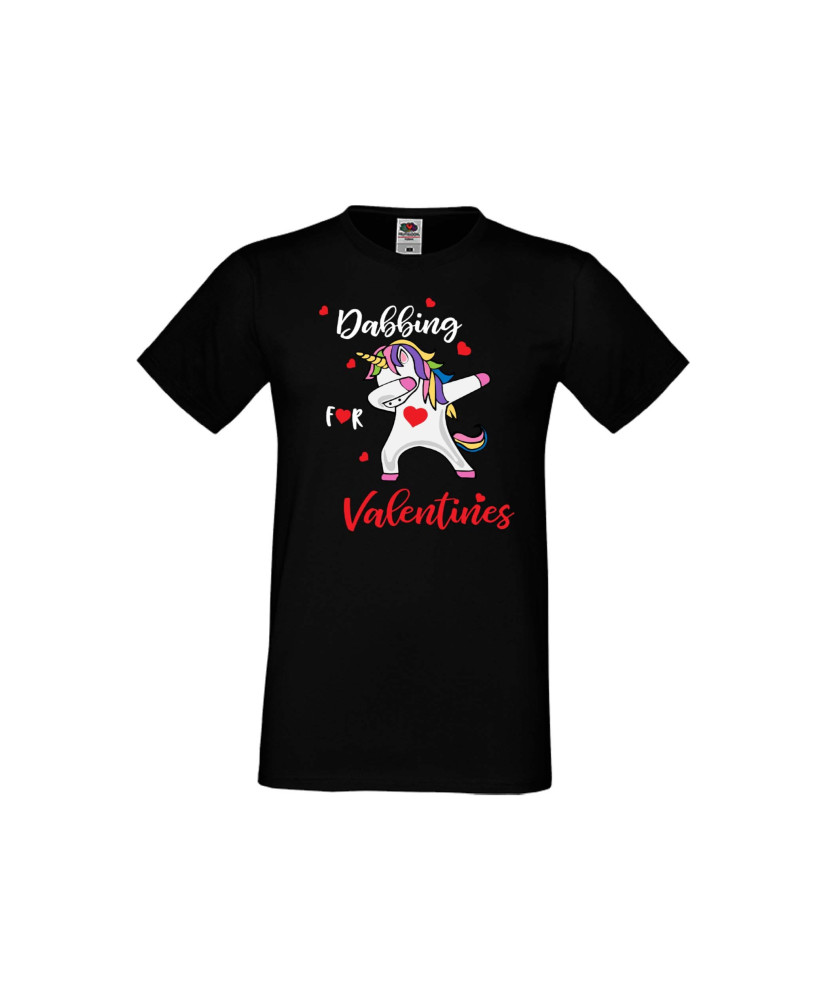 Мъжка тениска Свети Валентин Unicorn Dabbing For Valentine