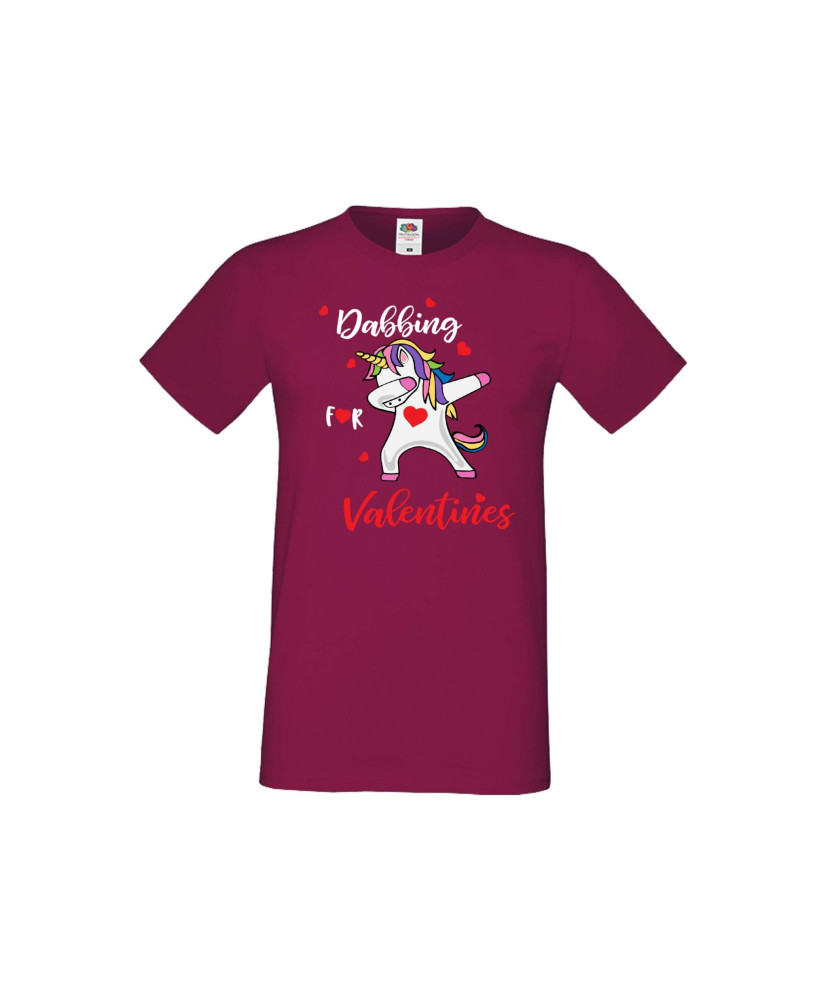 Мъжка тениска Свети Валентин Unicorn Dabbing For Valentine