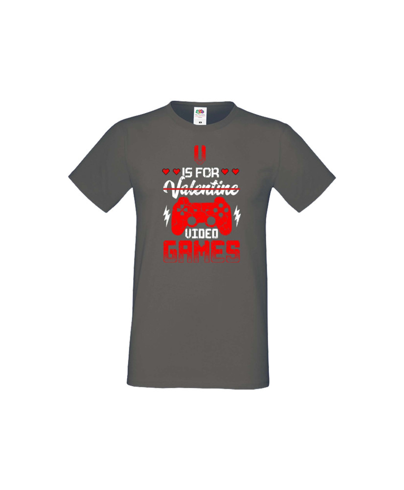 Мъжка тениска Свети Валентин V Is For Valentine Video Games