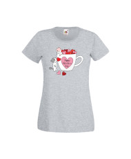 Дамска тениска Свети Валентин Valentines Day Happy Valentines Day Cats On Mug