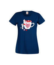 Дамска тениска Свети Валентин Valentines Day Happy Valentines Day Cats On Mug