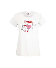 Дамска тениска Свети Валентин Valentines Day Happy Valentines Day Cats On Mug