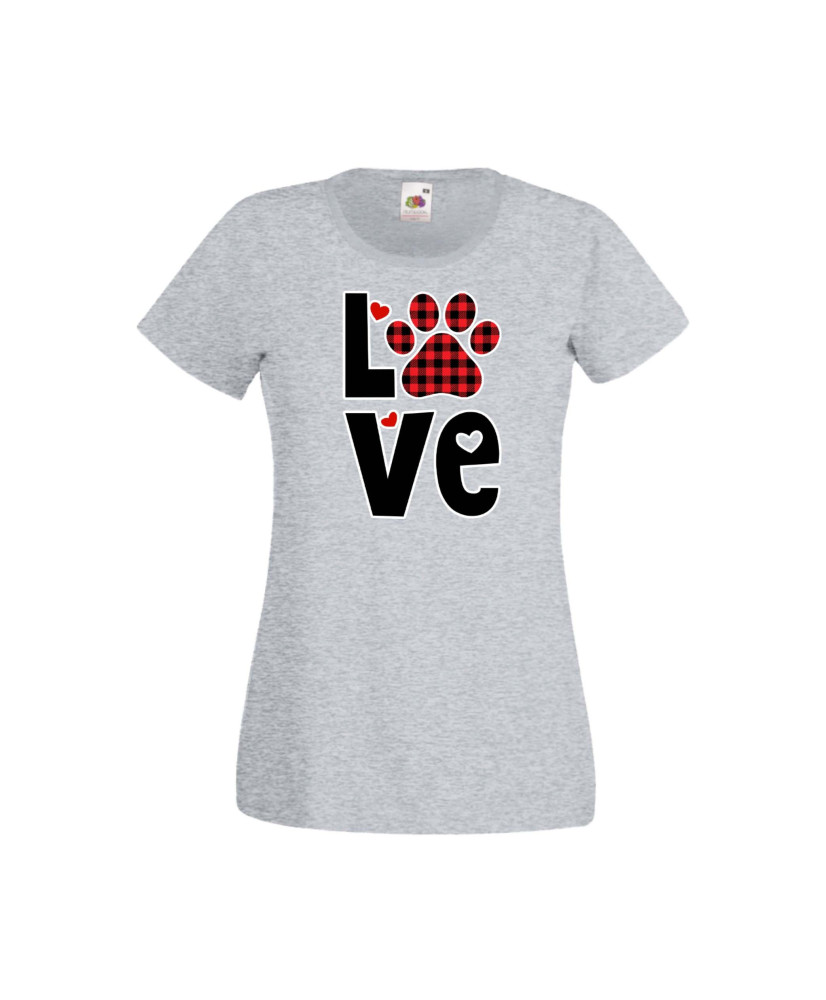 Дамска тениска Свети Валентин Valentines Day Love Dog Paw Дамска тениска Свети Валентин Valentines Day Love Dog Paw