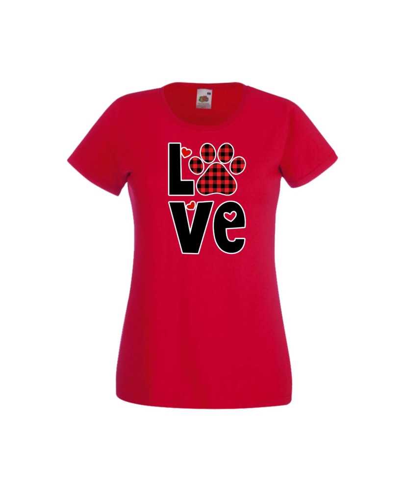 Дамска тениска Свети Валентин Valentines Day Love Dog Paw Дамска тениска Свети Валентин Valentines Day Love Dog Paw