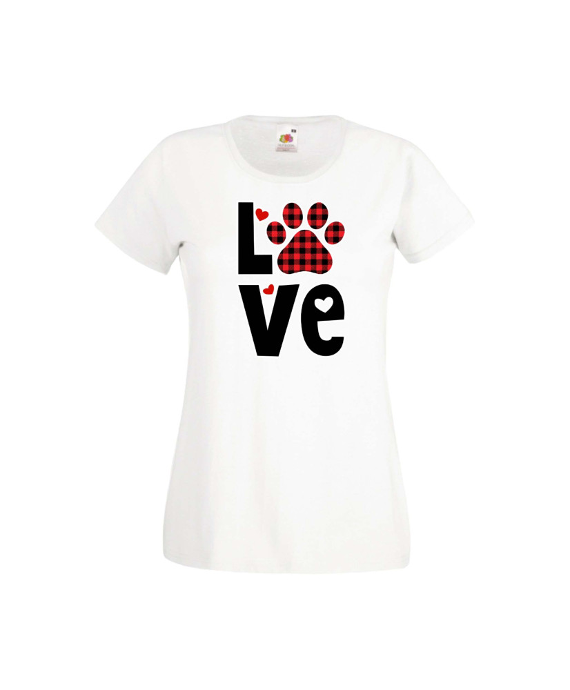 Дамска тениска Свети Валентин Valentines Day Love Dog Paw Дамска тениска Свети Валентин Valentines Day Love Dog Paw