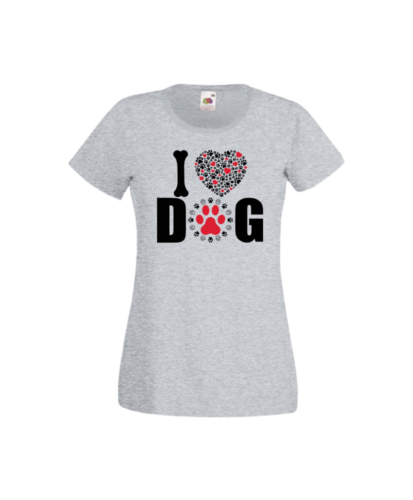 Дамска тениска Свети Валентин Valentines Day I Love Dog Дамска тениска Свети Валентин Valentines Day I Love Dog