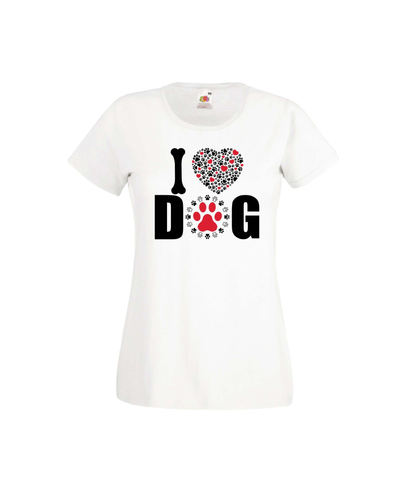 Дамска тениска Свети Валентин Valentines Day I Love Dog Дамска тениска Свети Валентин Valentines Day I Love Dog