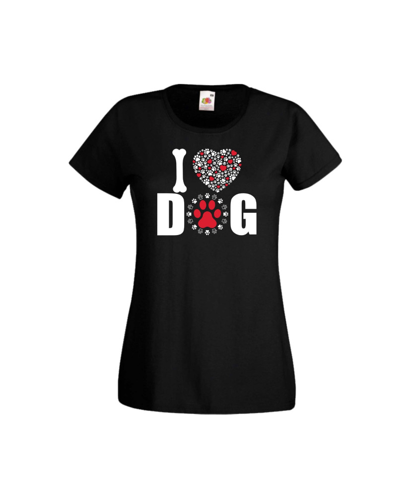 Дамска тениска Свети Валентин Valentines Day I Love Dog Дамска тениска Свети Валентин Valentines Day I Love Dog