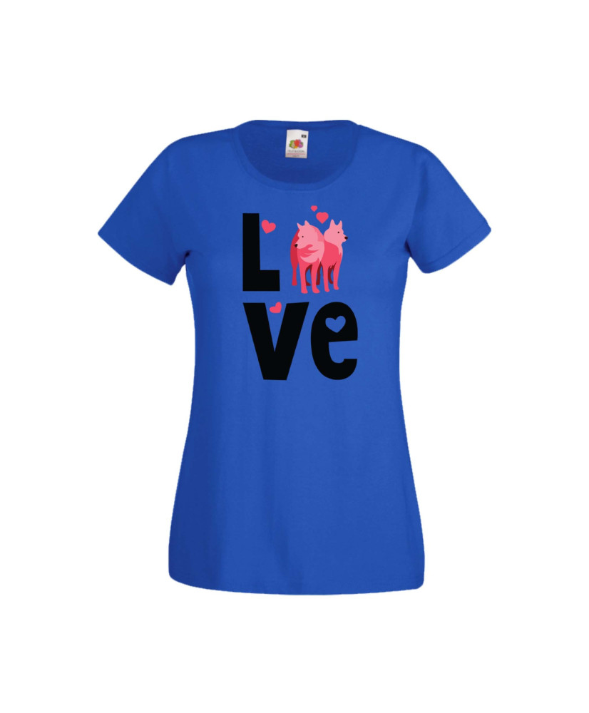 Дамска тениска Свети Валентин Valentines Day Love Dogs Дамска тениска Свети Валентин Valentines Day Love Dogs