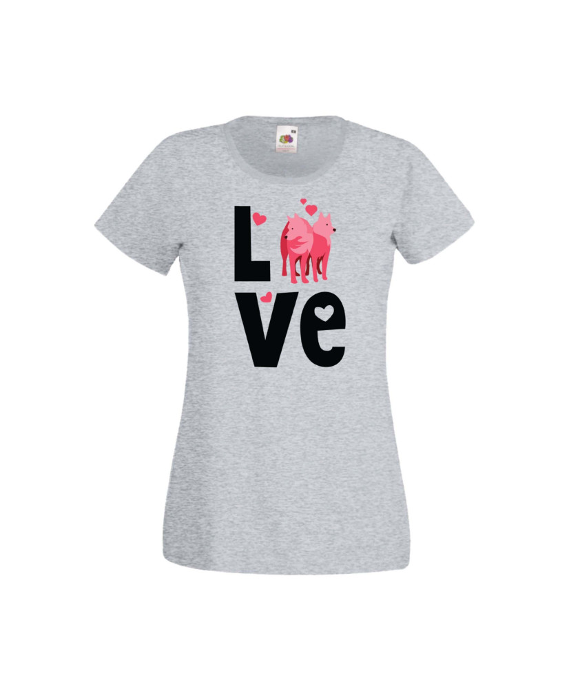Дамска тениска Свети Валентин Valentines Day Love Dogs Дамска тениска Свети Валентин Valentines Day Love Dogs