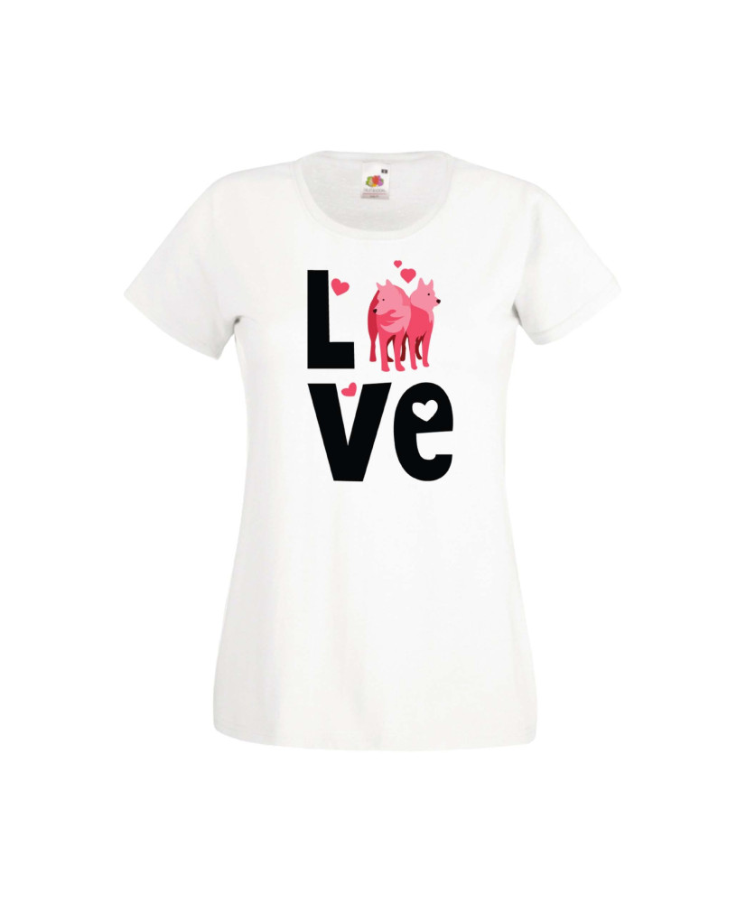 Дамска тениска Свети Валентин Valentines Day Love Dogs Дамска тениска Свети Валентин Valentines Day Love Dogs