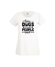 Дамска тениска Свети Валентин Valentines Day Love Dogs Because People Suck