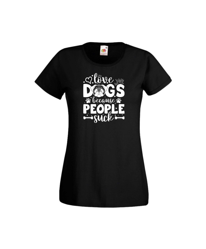 Дамска тениска Свети Валентин Valentines Day Love Dogs Because People Suck Дамска тениска Свети Валентин Valentines Day Love Dogs Because People Suck