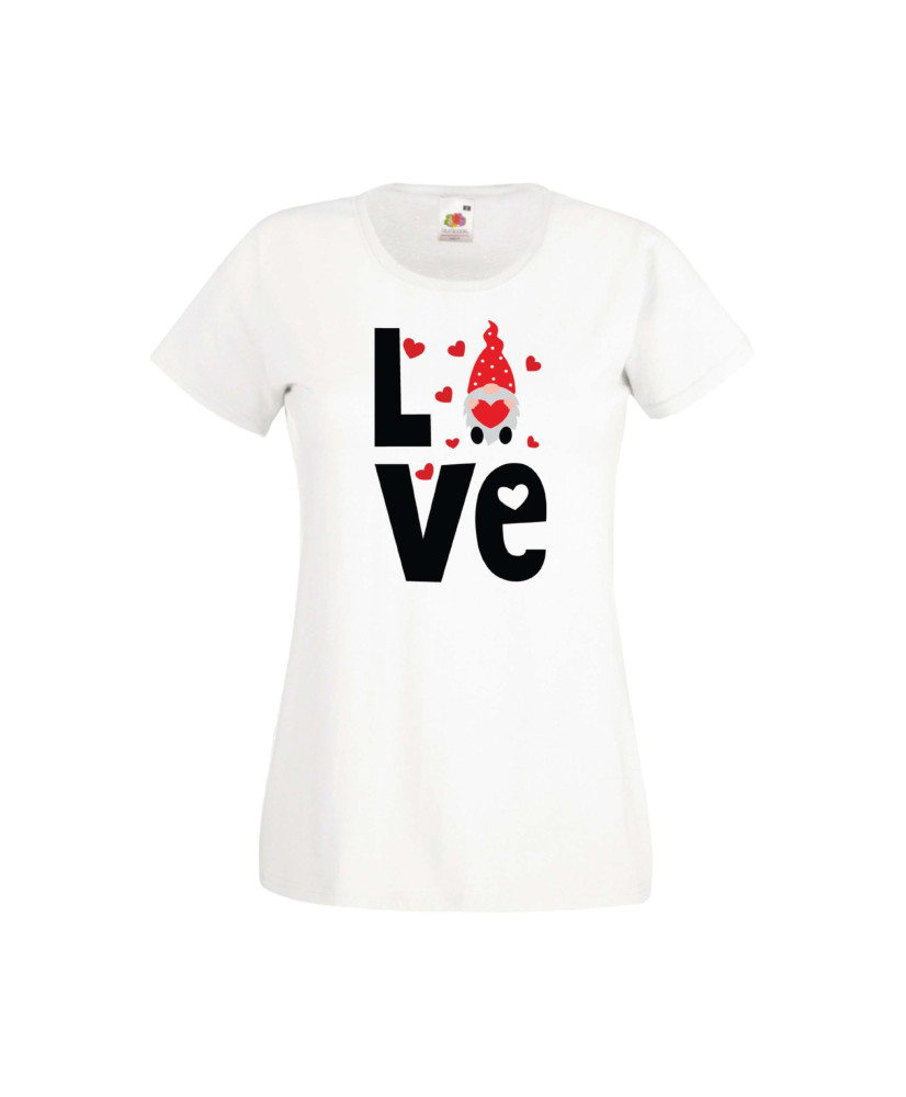 Дамска тениска Свети Валентин Valentines Day Love Gnome Дамска тениска Свети Валентин Valentines Day Love Gnome