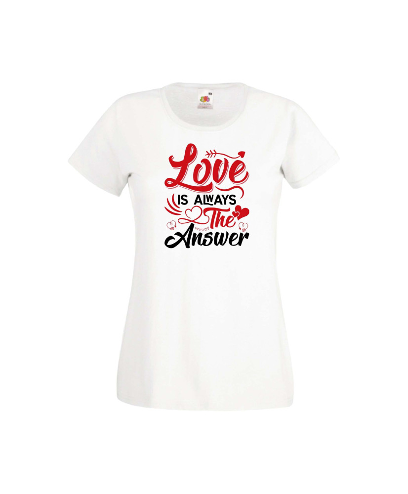 Дамска тениска Свети Валентин Valentines Day Love Is Always The Answer Дамска тениска Свети Валентин Valentines Day Love Is Always The Answer