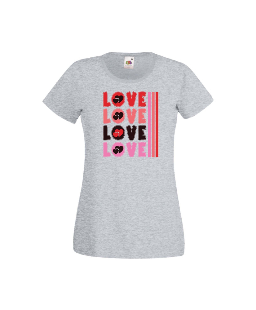 Дамска тениска Свети Валентин Valentines Day LOVE LOVE LOVE 3 Дамска тениска Свети Валентин Valentines Day LOVE LOVE LOVE 3