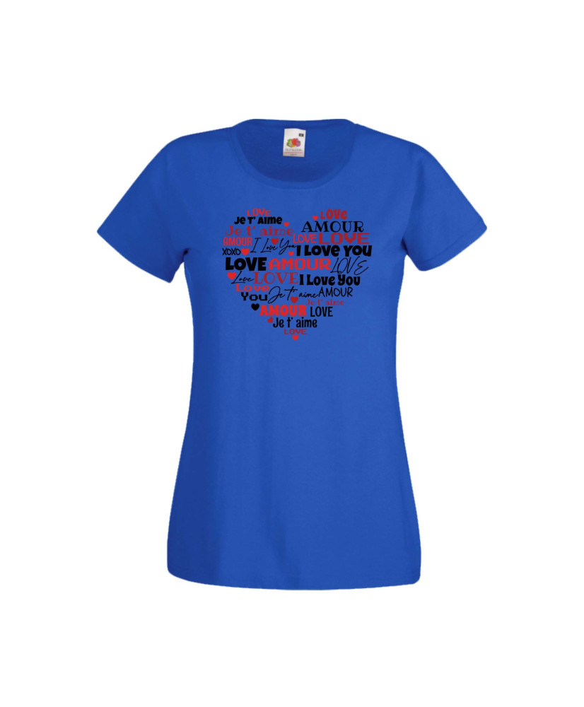 Дамска тениска Свети Валентин Valentines Day Love Word Heart Дамска тениска Свети Валентин Valentines Day Love Word Heart