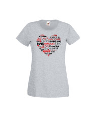 Дамска тениска Свети Валентин Valentines Day Love Word Heart