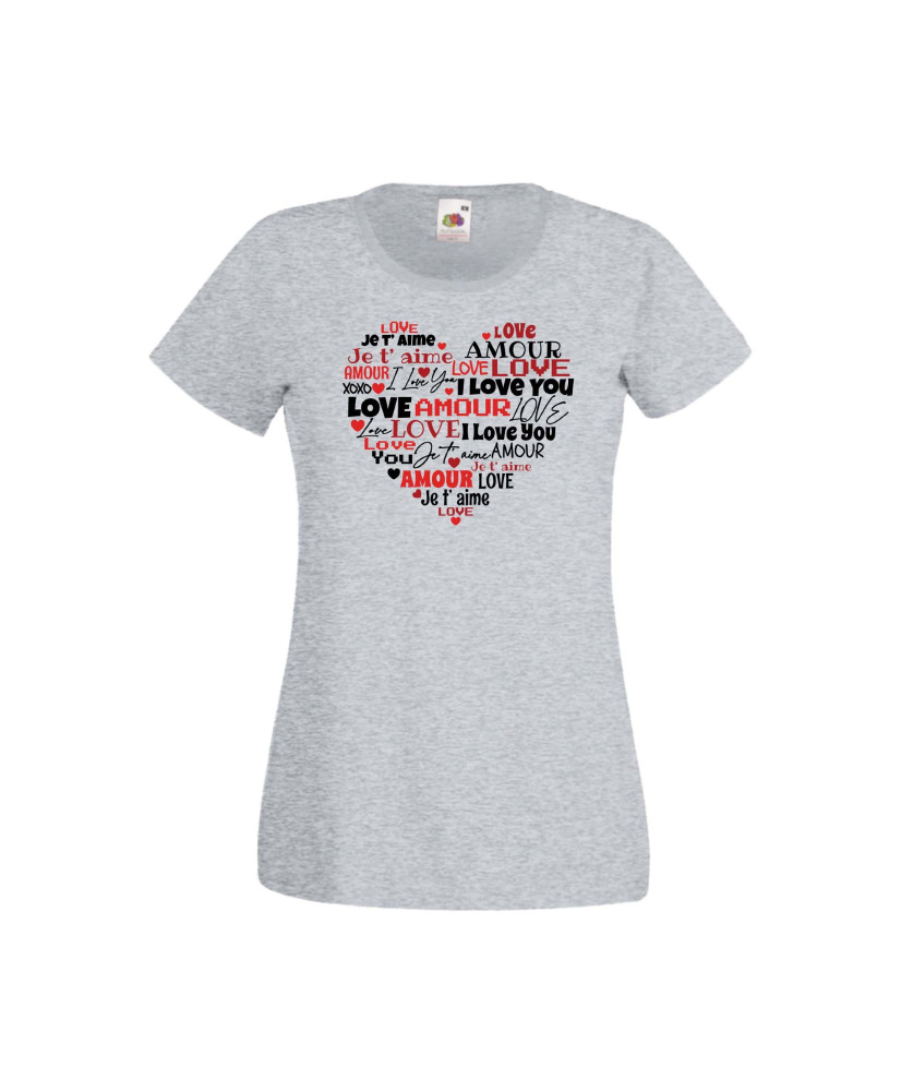 Дамска тениска Свети Валентин Valentines Day Love Word Heart Дамска тениска Свети Валентин Valentines Day Love Word Heart
