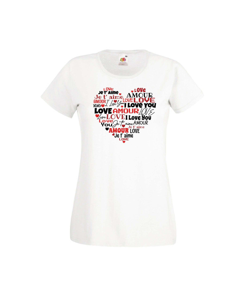 Дамска тениска Свети Валентин Valentines Day Love Word Heart Дамска тениска Свети Валентин Valentines Day Love Word Heart