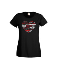 Дамска тениска Свети Валентин Valentines Day Love Word Heart