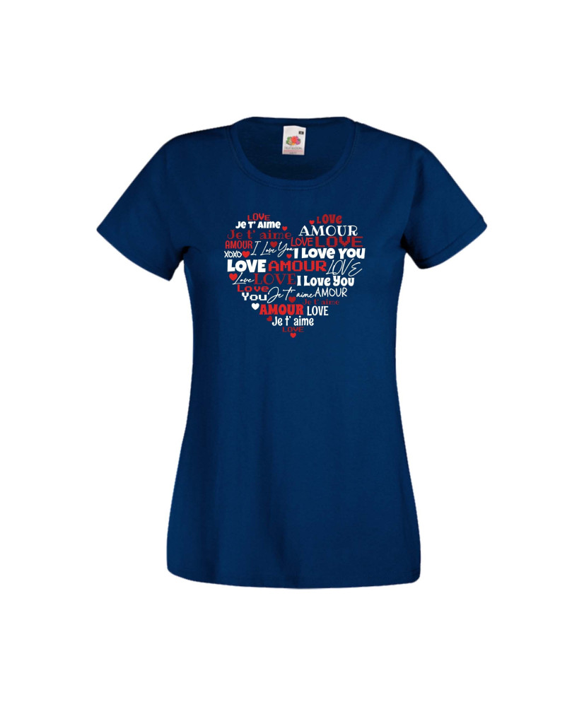 Дамска тениска Свети Валентин Valentines Day Love Word Heart Дамска тениска Свети Валентин Valentines Day Love Word Heart