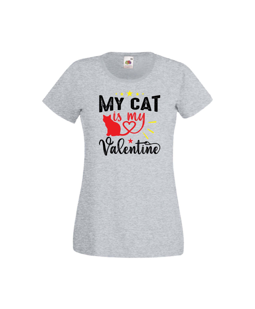 Дамска тениска Свети Валентин Valentines Day My Cat Is My Valentine 1 Дамска тениска Свети Валентин Valentines Day My Cat Is My Valentine 1