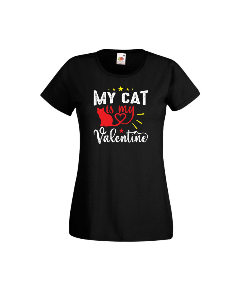 Дамска тениска Свети Валентин Valentines Day My Cat Is My Valentine 1 Дамска тениска Свети Валентин Valentines Day My Cat Is My Valentine 1