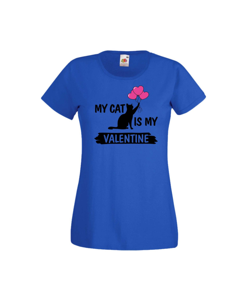 Дамска тениска Свети Валентин Valentines Day My Cat Is My Valentine 2 Дамска тениска Свети Валентин Valentines Day My Cat Is My Valentine 2