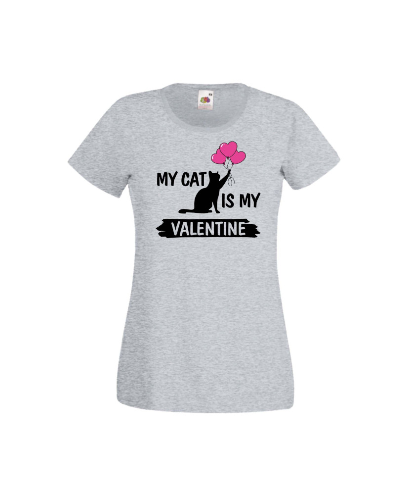Дамска тениска Свети Валентин Valentines Day My Cat Is My Valentine 2 Дамска тениска Свети Валентин Valentines Day My Cat Is My Valentine 2
