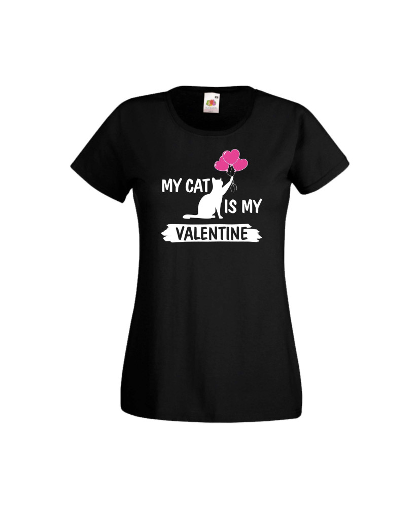 Дамска тениска Свети Валентин Valentines Day My Cat Is My Valentine 2 Дамска тениска Свети Валентин Valentines Day My Cat Is My Valentine 2