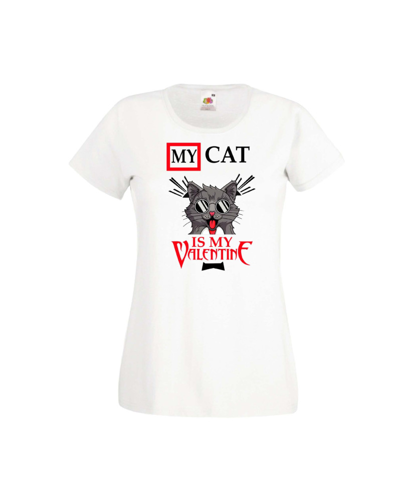 Дамска тениска Свети Валентин Valentines Day My Cat Is My Valentine 3 Дамска тениска Свети Валентин Valentines Day My Cat Is My Valentine 3