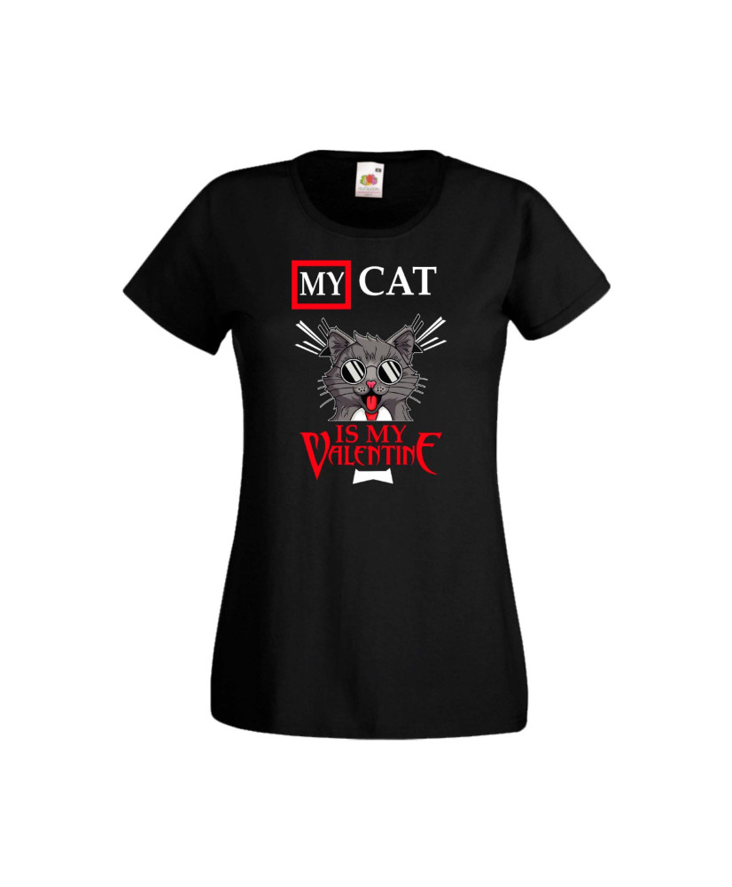 Дамска тениска Свети Валентин Valentines Day My Cat Is My Valentine 3 Дамска тениска Свети Валентин Valentines Day My Cat Is My Valentine 3