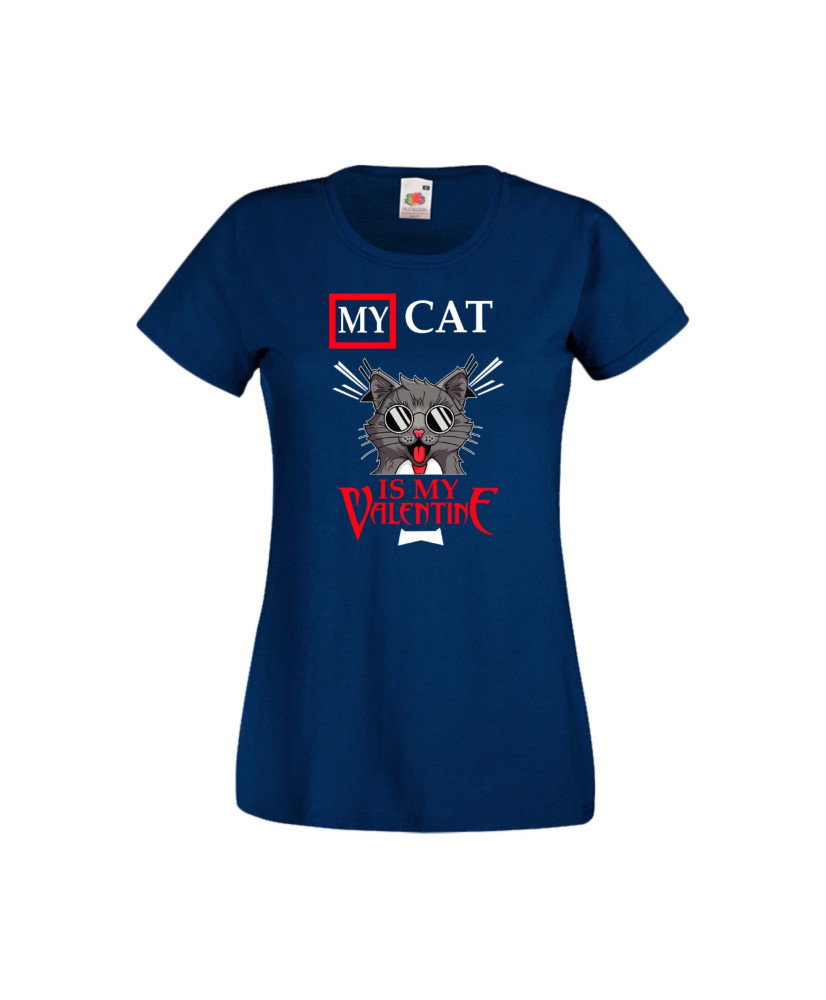 Дамска тениска Свети Валентин Valentines Day My Cat Is My Valentine 3 Дамска тениска Свети Валентин Valentines Day My Cat Is My Valentine 3