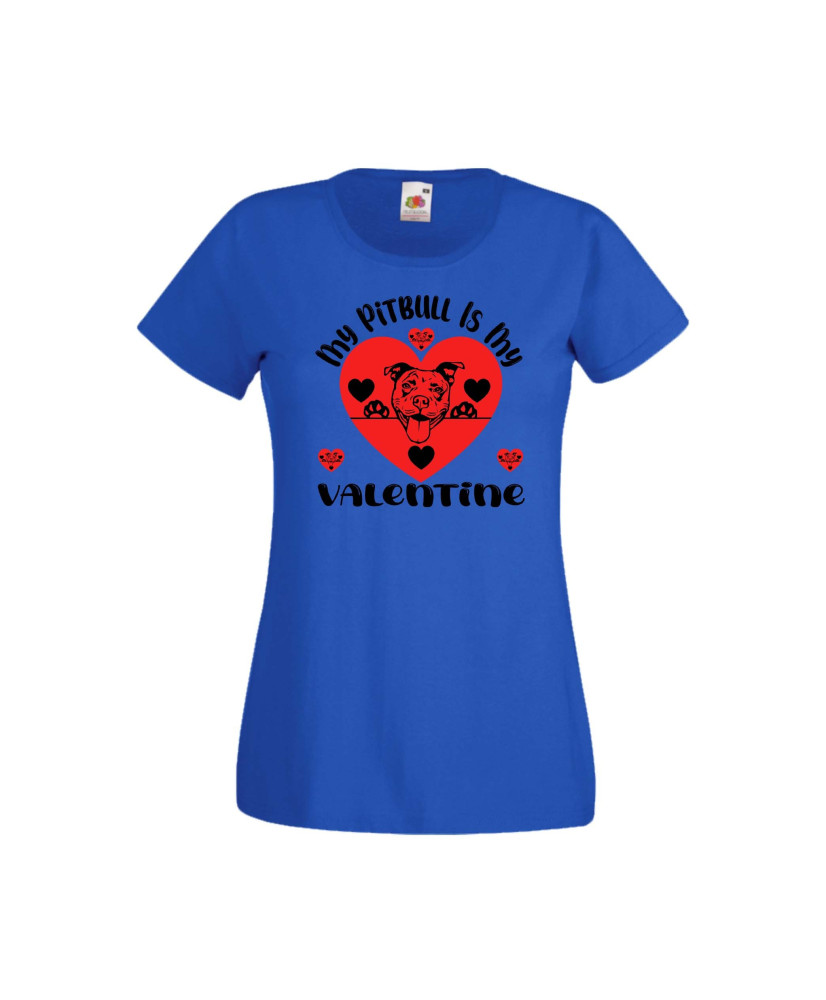 Дамска тениска Свети Валентин Valentines Day My Pitbull Is My Valentine Дамска тениска Свети Валентин Valentines Day My Pitbull Is My Valentine