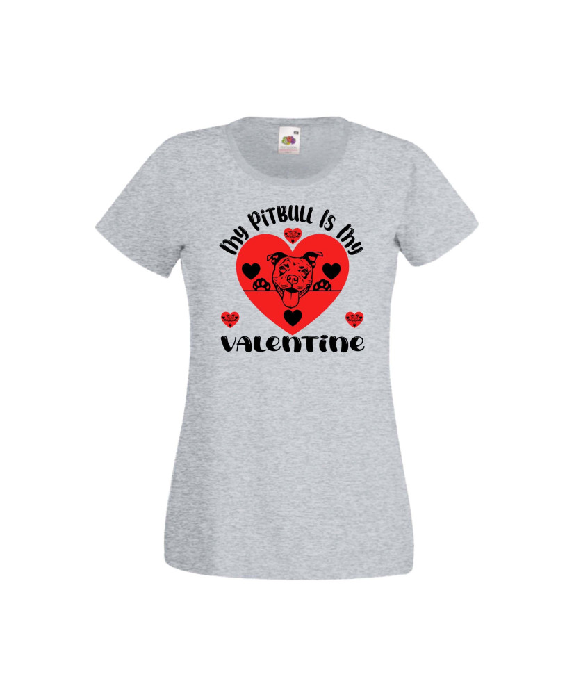 Дамска тениска Свети Валентин Valentines Day My Pitbull Is My Valentine Дамска тениска Свети Валентин Valentines Day My Pitbull Is My Valentine