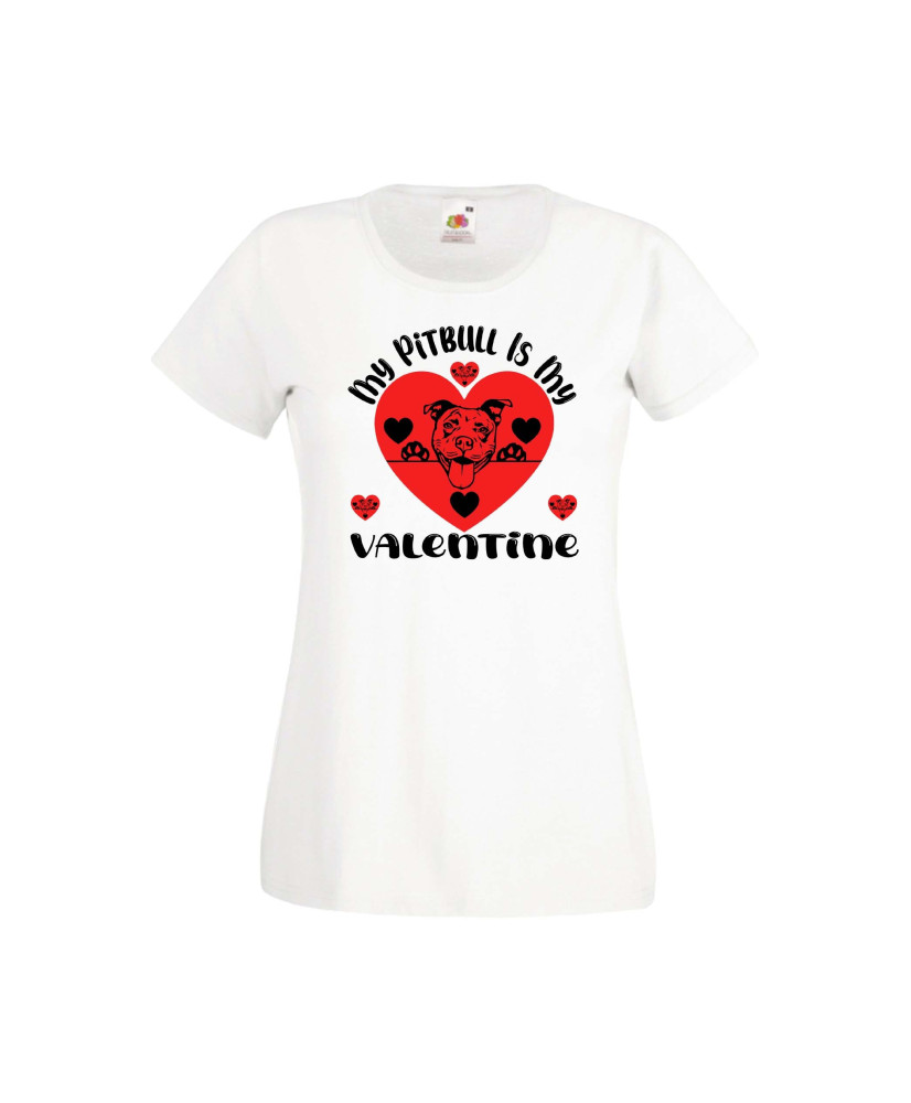 Дамска тениска Свети Валентин Valentines Day My Pitbull Is My Valentine Дамска тениска Свети Валентин Valentines Day My Pitbull Is My Valentine