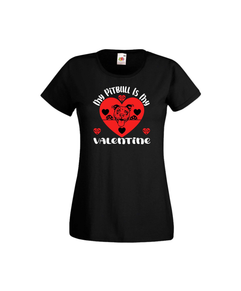 Дамска тениска Свети Валентин Valentines Day My Pitbull Is My Valentine Дамска тениска Свети Валентин Valentines Day My Pitbull Is My Valentine