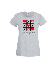 Дамска тениска Свети Валентин Valentines Day Tic Tac Toe Love Always Wins