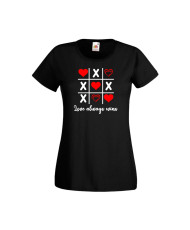 Дамска тениска Свети Валентин Valentines Day Tic Tac Toe Love Always Wins