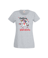 Дамска тениска Свети Валентин Valentines Day Unicorn Dabbing For Valentine
