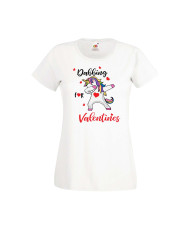 Дамска тениска Свети Валентин Valentines Day Unicorn Dabbing For Valentine