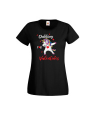 Дамска тениска Свети Валентин Valentines Day Unicorn Dabbing For Valentine