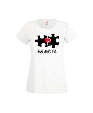 Дамска тениска Свети Валентин Valentines Day We Just Fit