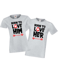Tениски за Свети Валентин за влюбени двойки Born To Love Him Her