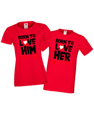 Tениски  Born To Love Him Her за Свети Валентин влюбени двойки