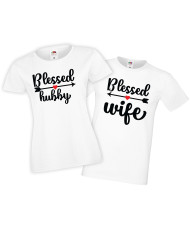 Tениски Свети Валентин за годишнина Blessed Hubby Wife