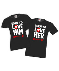 Tениски за влюбени Комплект за Свети Валентин Born To Love Him Her